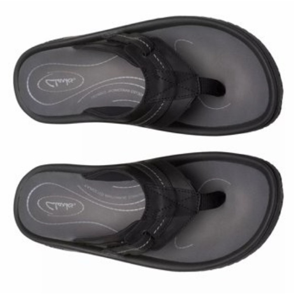Clarks Wesley Post Men’s Black Athletic Flip Flop Sandals 12M